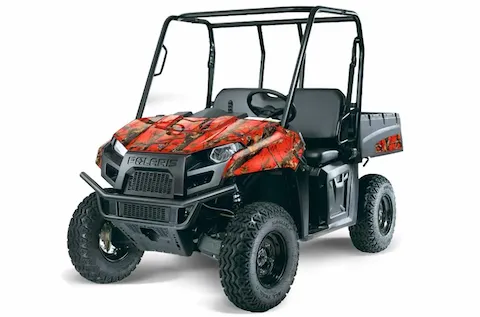 Polaris Ranger EV with the Fire Camo graphic kit
